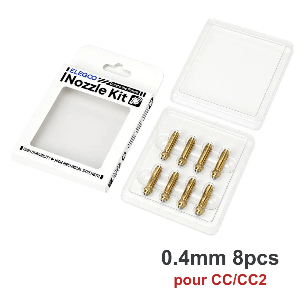Elegoo - CC/CC2 - Kit de Buses en Laiton et Acier Trempé (Nozzle Kit) - 0.4 mm - 8 pcs